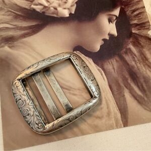 ANTIQUE WILLIAM KERR SIGNED STERLING ART NOUVEAU DESIGN BELT BUCKLE #5188